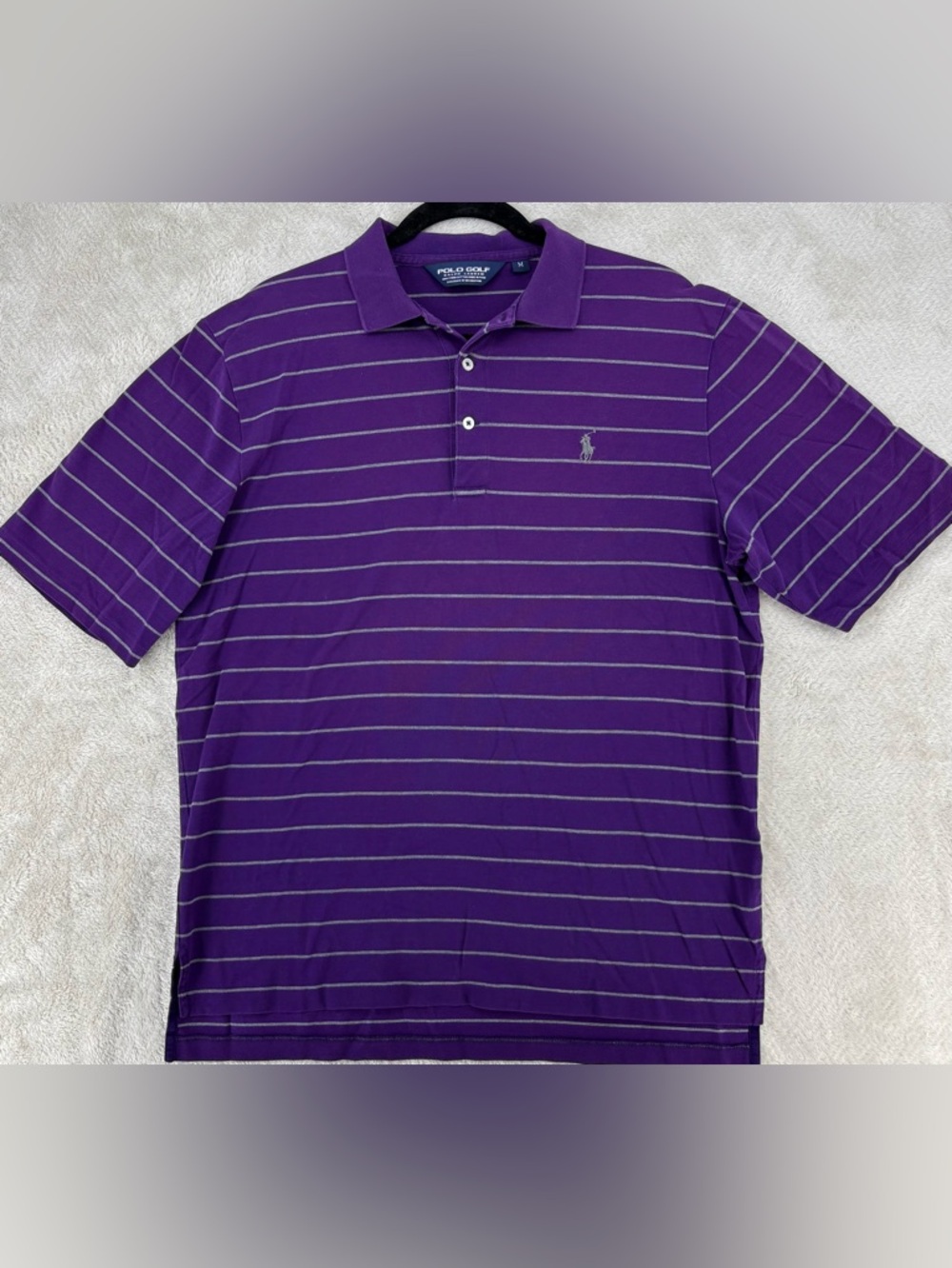 Polo Golf Ralph Lauren Men's Purple Striped Polo Shirt Size M Classic Fit